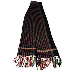 Paul Bianculli Handwoven Scarf  Multi color Striped Fringe Artisan vintage